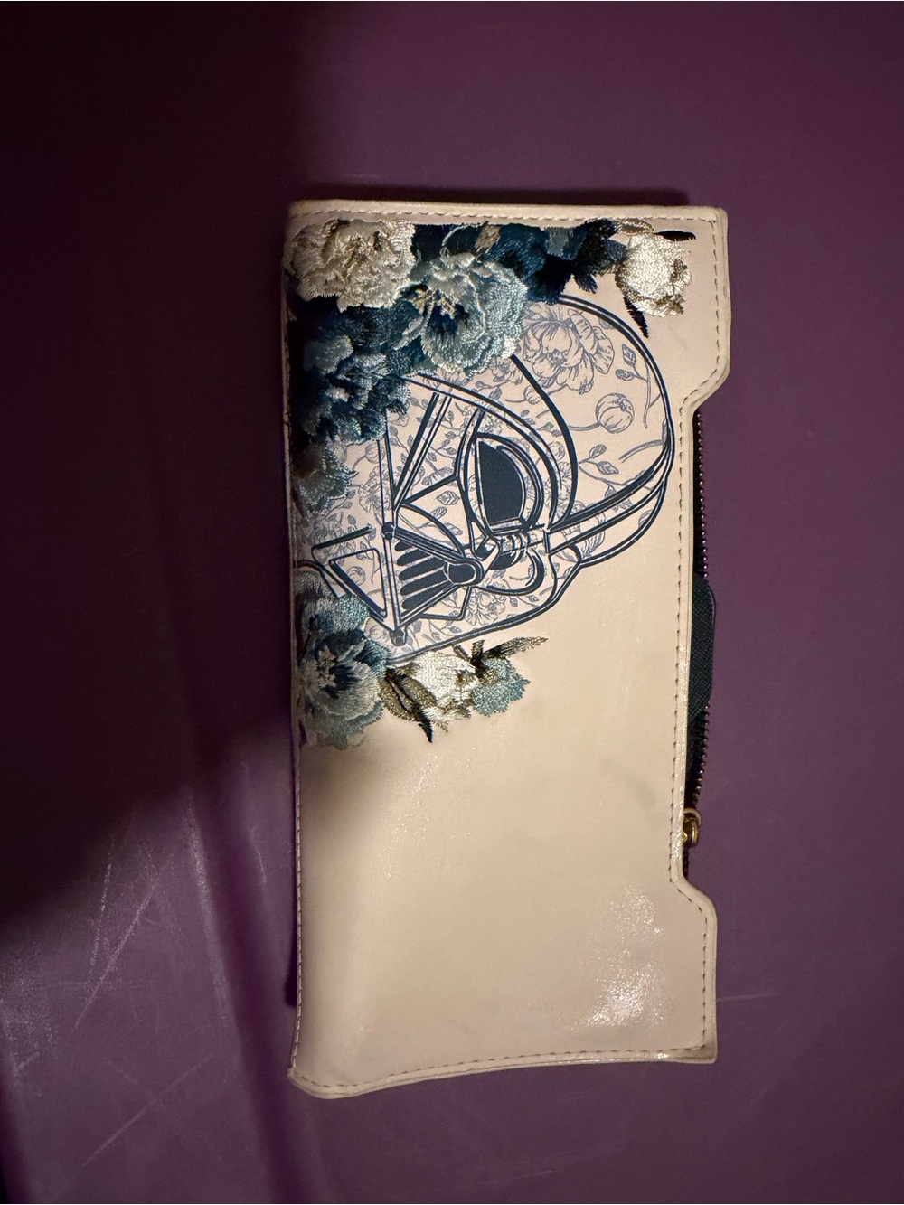 Loungefly Cream Floral Darth Vader Zip Wallet